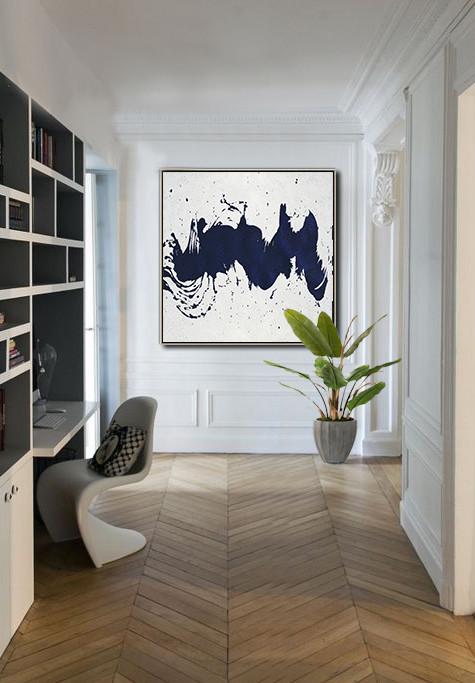 Navy Blue Minimalist Painting #NV202A - Click Image to Close